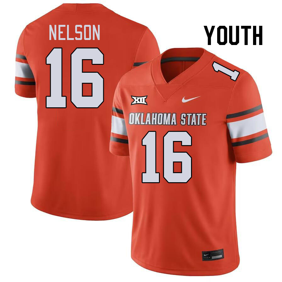 Youth #16 Willie Nelson Oklahoma State Cowboys College Football Jerseys Stitched-Orange